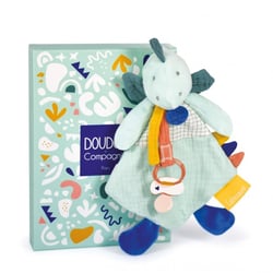 Coffret peluche dinosaure vert - Attache-tétine Filou - 23 cm - Doudou et Compagnie