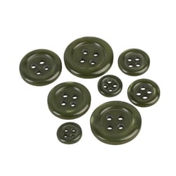Lot de 6 boutons ronds 4 trous vert sapin