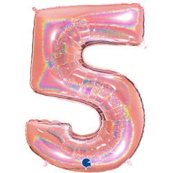 Ballon Géant Chiffre 5 Holographique Rose Gold (102 cm)