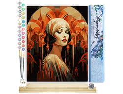 Peinture par Numéro Figured'Art - Femme Art Déco - Kit de Loisir Créatif DIY Numéro d'Art Complet - 40x50cm toile roulée + châssis en bois à monter
