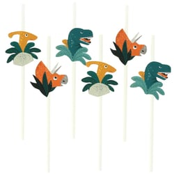 6 Pailles en papier Dinosaures - Recyclable