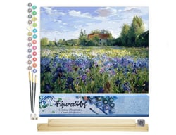 Peinture par Numéro Figured'Art - A la Campagne - Kit de Loisir Créatif DIY Numéro d'Art Complet - 40x50cm toile roulée + châssis en bois à monter