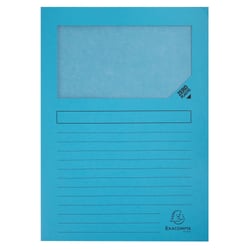 Paquet de 100 chemises à fenêtre SUPER 160g/m2 - 22x31cm - Bleu vif - Exacompta