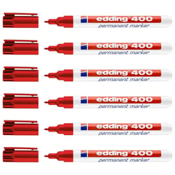 Lot de 6 marqueurs permanents - EDDING - Pointe fine 1 mm - Rouge