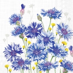 Lot de 4 serviettes en papier découpage collage 33 cm FLEUR BLEUE F 407