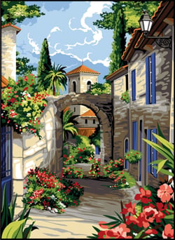 Canevas antique Corridor provençal 45x60cm