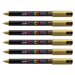 Lot de 6 marqueurs peinture pointe calibrée extra-fine 0,7 mm - POSCA - Or - PC1MR