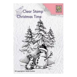Tampon transparent scrapbooking Nellie's choice BOHOMME DE NEIGE LAPIN 026