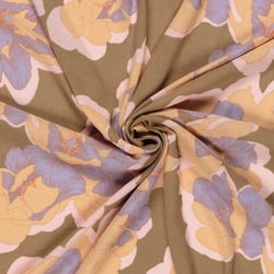Tissu Crêpe de Viscose Rosinae sur fond Taupe