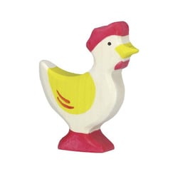 Figurine Holtztiger Poule debout - Jaune