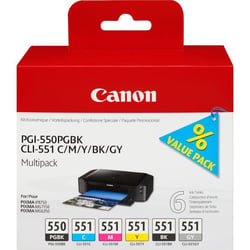 CANON Pack de 5 cartouches d'encre PGI-550 / CLI-551 Noir/Cyan/Magenta/Jaune/Gris