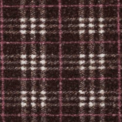 Tissu Fausse fourrure Bouclette Arno carreaux roses sur fond Marron - Au mètre