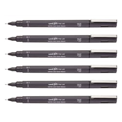 Lot de 6 feutres techniques UNI-BALL PIN 01200 GF - Pointe calibrée 0,1 mm - Gris foncé