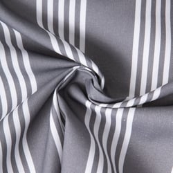 Tissu Toile de Coton d'ameublement Rayé blanc sur fond Gris