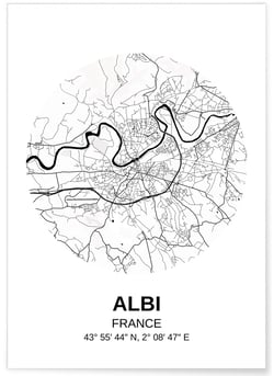 Affiche Carte Albi | A3 : 29,7x42cm