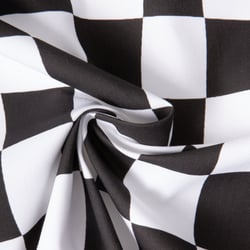 Tissu Toile de Coton d'ameublement Damier noir sur fond Blanc