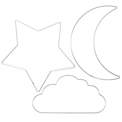 Lot d'anneaux créatifs Vaessen Creative - Étoile, Lune & Nuage - Métal - Argent - Ø32 cm