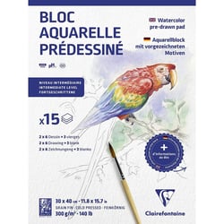 Bloc - Peinture aquarelle - Modèles animaux prédessinés - Clairefontaine