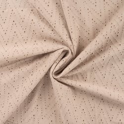 Tissu Coton brodé ajouré Leisa uni Beige