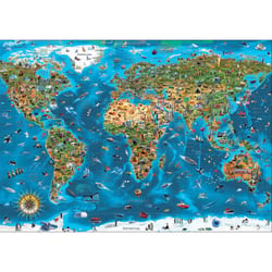 Puzzle carte du monde : les merveilles du monde 1000 pieces - collection monument et pays - educa 19022