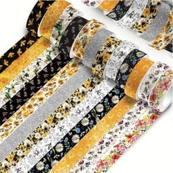 12 Rubans adhésifs washi tape collage décoration assorties 1, 5 cm x 4 m FLEUR ABEILLE 208707