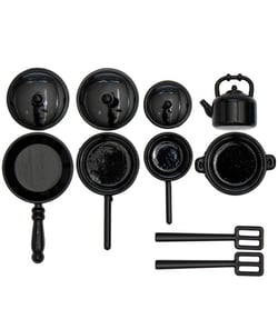 Ustensiles de cuisine miniatures - Noir - 7 pcs pour Lutin - Rico Design Bois