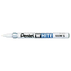 Lot de 12 marqueurs permanents - PENTEL - X100W S - Pointe ogive 1,0 mm - Blanc