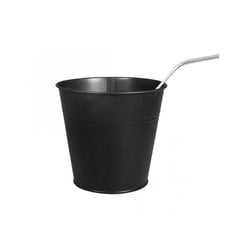 Gobelet métallique noir Ø 13 x 12 cm + 4 pailles en inox