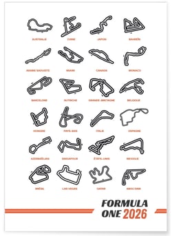 Affiche Circuits Formule 1 2026 | A3 : 29,7x42cm