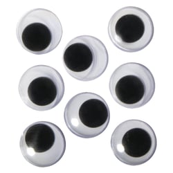 Yeux mobiles plastique autocoll., 20mm ø, 8 pces