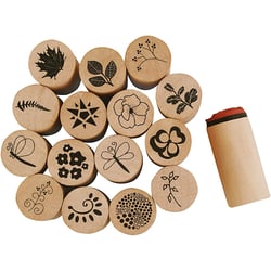 Tampon Timbres Deco Art, Fleurs et feuilles, H : 26 mm, d 20 mm, 15 pièces/ 1 Pq.