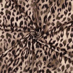 Tissu Viscose stretch Digital Rosella peau animale sur fond Beige sable