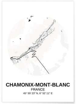 Affiche Carte Chamonix-Mont-Blanc | A3 : 29,7x42cm
