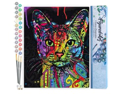 Peinture par Numéro Figured'Art - Chat Fractal Moderne - Kit de Loisir Créatif DIY Numéro d'Art Complet - 40x50cm sans châssis en bois