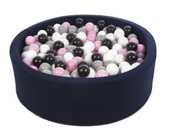 Piscine à balles Aire de jeu + 450 balles bleu marine noir, blanc, rose clair,gris - Velinda