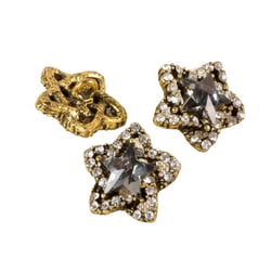 Lot de 6 boutons étoile strass noir 17mm
