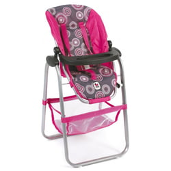 Chaise haute de poupée rose imprime - bayer chic 2000 - 65587 - accessoire poupon