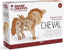 Cheval – Maquette en bois 3D mecanique a assembler - Graine Creative - Rouge