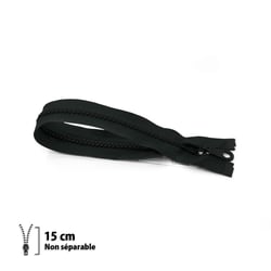 Fermeture éclair Z53 - moulée 6mm Non séparable - 15 cm