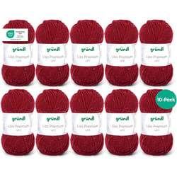 10 Pelotes de laine - Bordeaux - 13 - 100% acrylique - 3,5/4,5 mm - Gründl - Lisa Premium
