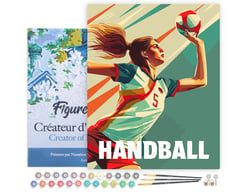 Peinture par Numéro Figured'Art avec Cadre - Affiche sportive Handball - Kit de Loisir Créatif DIY Numéro d'Art Complet - 40x50cm toile tendue sur châssis