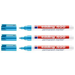 Marqueur permanent - EDDING - Pointe fine 1 mm - Bleu clair - Lot de 3