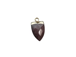 1 Pendentif forme pointe 19*13mm Quartz Fraise et laiton doré