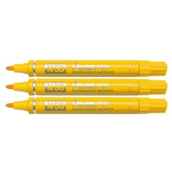 Lot de 3 marqueurs permanents - PENTEL - Pointe ogive 2 mm - Jaune - Corps aluminium