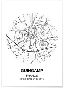 Affiche Carte Guingamp | A3 : 29,7x42cm