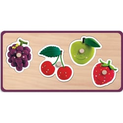 Puzzle en bois quadrifruits - 4 pieces - janod - puzzle a encastrer - puzzle avec boutons