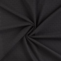 Tissu Coton brodé ajouré Lois uni Noir