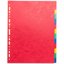 Intercalaires carte lustrée 225g 12 positions - format 24x32cm - Couleurs assorties - x 5 - Exacompta