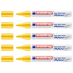 Lot de 5 Marqueurs Peinture Brillante 750 Jaune Pointe Ronde 2-4 mm EDDING
