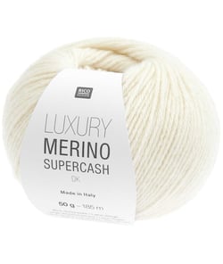 Luxury Merino Supercash DK – Laine mérinos & cachemire d’exception – Rico Design - Pour tricots élégants, doux & intemporels 01 Creme